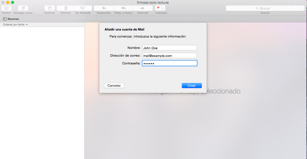 Acceso mediante Apple Mail